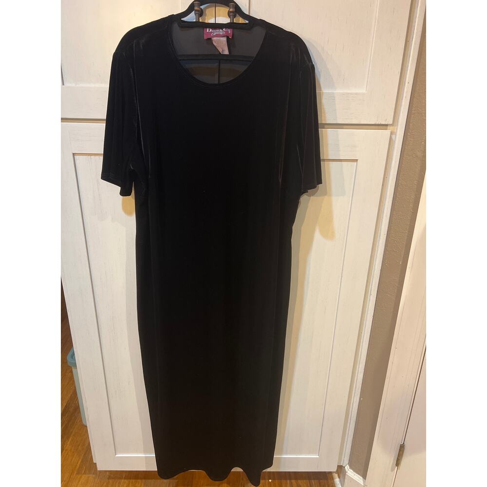 Denim & Co. Black Velvet Maxi Dress Women’s 3X Stretch Holiday Party Evening